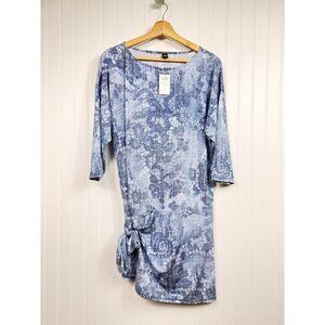 Chicos Black Label Blue Side Tie Drop Shoulder Tunic Top Size 1 US Medium NWT